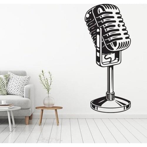 Music Microphone vinyl Wall sticker music notation Decals art decor mural home decor for living room bedroom wall tattoo G895