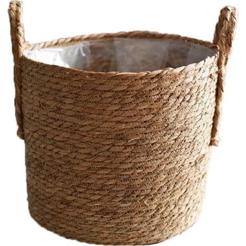 Natural Flower Pot Seagrass Wicker Basket Home Decor Garden Laundry Bamboo Seagrass Storage Baskets Toy Holders