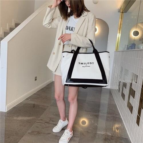 New trendy fashion messenger bag simple canvas autumn and winter large capacity shoulder bag portable tote bag