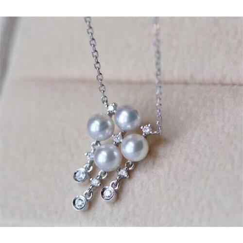 New natural freshwater cultured pearls Tibetan silver chain good quality pearl 4-5MM 16 inches necklace 004