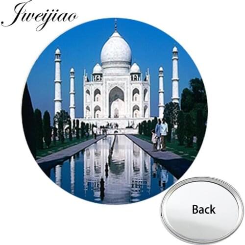 Youhaken Taj Mahal India Temple One Side Flat Mini Pocket Mirror Compact Portable Makeup Vanity Hand Travel Purse Mirror