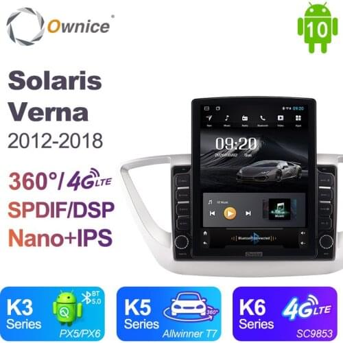 Ownice Android 10.0 for Hyundai solaris verna 2012 -2018 Car Radio Auto Multimedia Video Audio GPS Player head Unit 360 Panorama