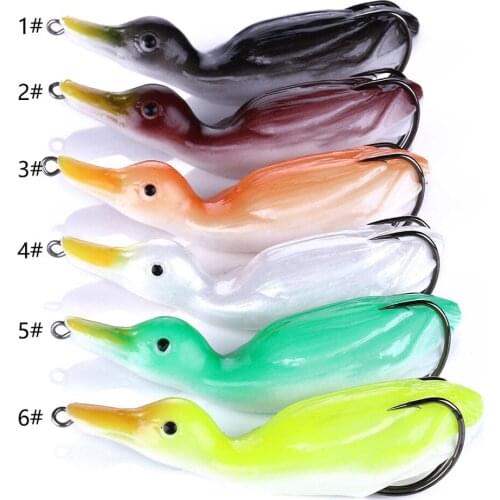 2pcs 10.5cm Artificial Duck Fishing Lures Soft Silicone Floating Frog Wobblers Baits Pesca Pike Carp Fishing Lure Tools Dropship