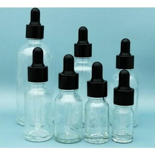 10pcs 5ml to 100ml clear Glass Dropper Bottle with Black screw cap, Essential Oil Glass pipette vial for Lab experiment