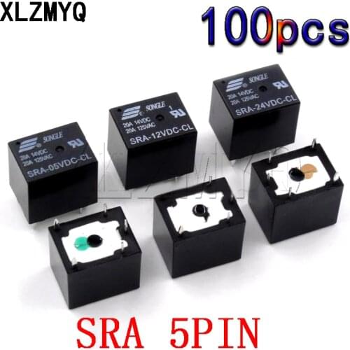 100pcs Relays SRA-05VDC-CL SRA-12VDC-CL SRA-24VDC-CL Power Relay 5 Pin DC 5V 12V 24V 10A 250VAC 5PIN SRA Automobile Relay