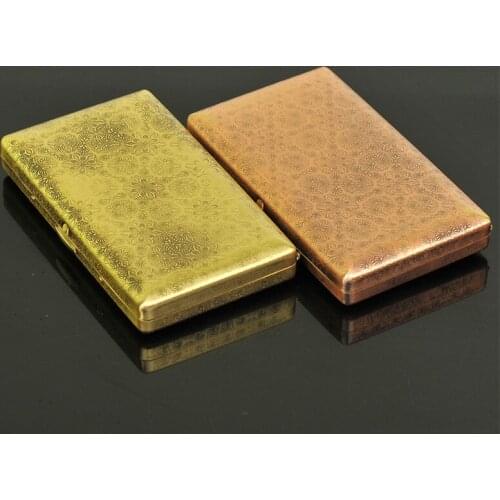 Retro Pure Copper Cigarette Box Portable Mini 14 Cigarettes Case Holder Male Pocket Smoke Tool Brass Smoking Accessories Gift
