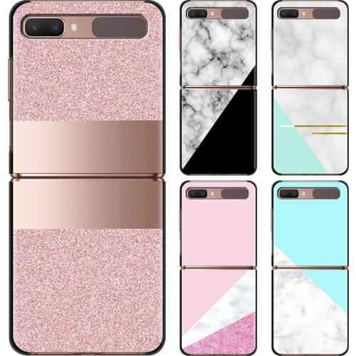 Pink love marble pink Hard Phone Case For Samsung Galaxy Z Flip 3 Caso PC Shell Black Cover Smartphone