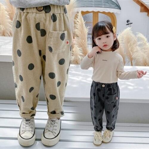 Girls' Pants Childrens Corduroy Harem Pants Baby Girls' Autumn and Winter Fleece-Lined Bloomers Trousers