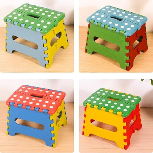 1PCS Small dot plastic folding stool handle child stool Colorful portable small bench