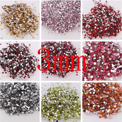 3mm 1000pc Resin Flatback Rhinestones Non Hotfix Flatback Nail Rhinestoens For DIY Clothes Nails 3D Nail Art Jewelry Decorations