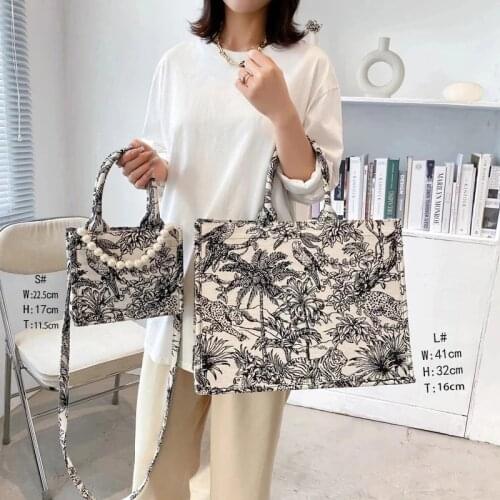 Luxury Beading Designer Handbag Womens Brand Crossbody Bag Beach Travel Shopper Bag Female Embroidery Canvas Shoulder Bag Totes