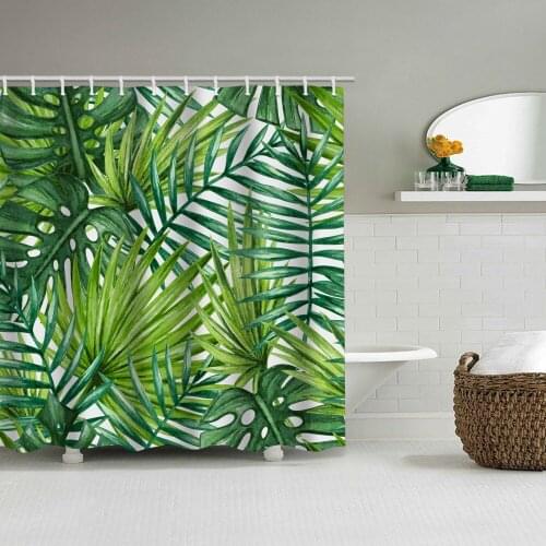 Tropische planten douchegordijn groene bladeren polyester waterdicht douchegordijn zomer planten jungle groen blad decoratie bad