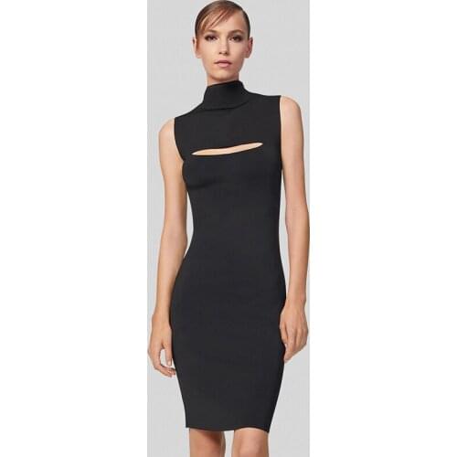 Free Shipping Wholesale 2021 Womens Dress Black Stretch Knit Tight Fashion Casual Celebrity Cocktail Party Bandage Dress