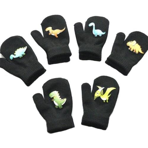 Winter Warm Gloves for Children 1-5years Thickened Kids Baby Mittens Outdoor Sports Warm Gloves Cute Dinosaur Cartoon Gift