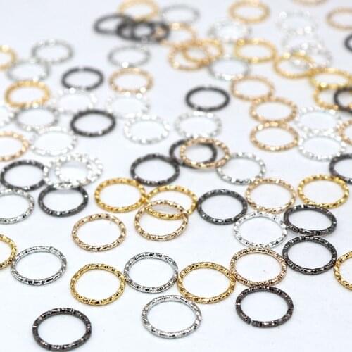 10mm 100pcs Round Circle Vintage Silver Plated Embossing Open Jump Ring Clasps Hooks for Earring Jewelry Making Needlework