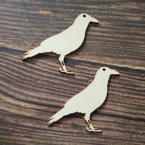 10pcs Wooden Crow Shape Halloween Laser Cut Plywood Art Craft Wood Halloween Party Decor