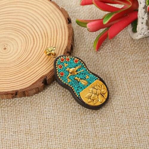 2pcs Handmade Vintage Men'woman Fashionable Wood Cheongsam Pendant For Nepal Buddhist Ethnic Bohemian Boho Buddha Lucky Jewelry