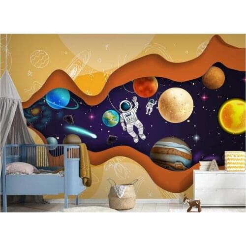 Custom photo 3d wallpaper Starry sky astronaut space science and technology animation Childrens room wallpaper for walls 3 d