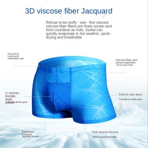 Mens Boxer Briefs Ice Silk Seamless Ultra-thin Summer Breathable Transparent U Convex Youth Boxer 5Pcs