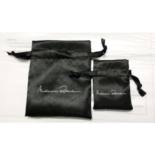 500pcs satin drawstring bags 8*10cm custom gift pouches satin silk jewelry pouches with 1 color printing and ePacket shipping