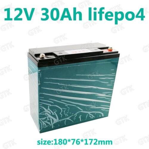 GTK 12v 30Ah lifepo4 battery pack High drain lifepo4 12v 30ah battery case BMS for Energy Storage Outdoor + 5A Charger