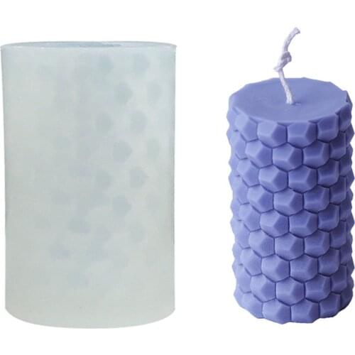 Aromatherapy Candle Silicone Mold 3D Cylindrical Honeycomb Shape Soap Silicone Mould DIY Candle Form Soap Mould Cake Decoration