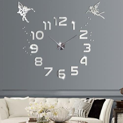 DIY 3D Wall Clock Modern Design Silent Large Clock for Living Room Home Decor Acrylic Mirror Wall Sticker Clock