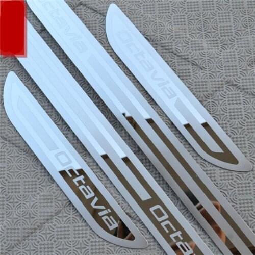 For Skoda Octavia 2007 to 2013 High-quality stainless steel Plate Door Sill Welcome Pedal Car Styling Accessories 4pcs/set