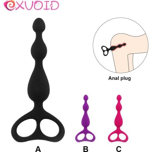 EXVOID Soft Anal Plug Prostate Massager Vagina Open Dilate Silicone Sex Toys for Men Women Anal Beads Butt Plug for Beginner
