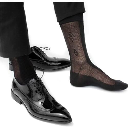 Formal Dress Suit Silk Socks for Leather Shoes Mens Sexy Thin Sheer Gay Sock Fetish Collection Hose Stockings