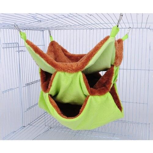 Pet Hammock Three Layer Plush Soft Winter Warm Hanging Cage Bed Small Pets Hamster Sleeping Bag