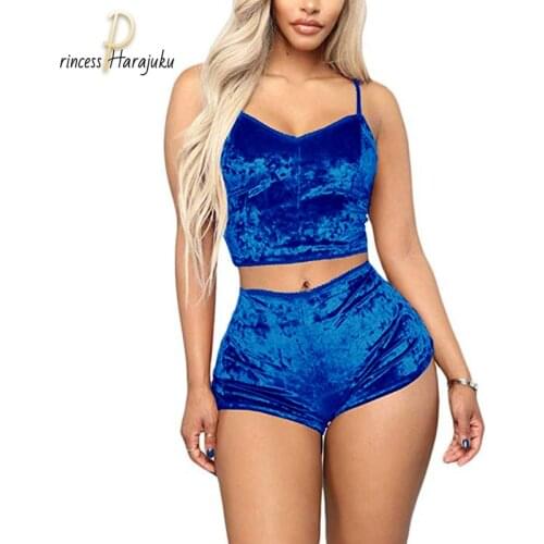 2020 Summer New Sexy Two Pieces Nightclub Bra Sets Velvet Underwear Lingerie Woman Intimates Sets Tops And Pants Lace Edge Sets