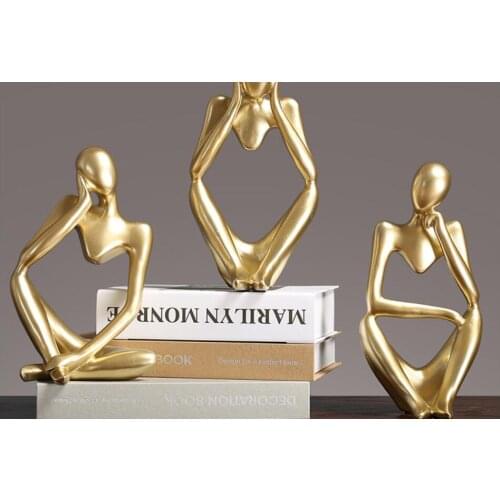CREATIVE NORDIC RESIN GOLD ABSTRACT CHARACTER SCULPTURE CRAFTS ORNAMENTS MODERN HOME DECORATION MINIATURE FIGURINES CHRISTMAS