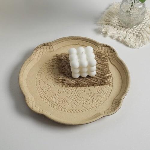 Retro Round Wood Carved Storage Tray Vintage Living Room Decoration Home Sofa Tray Wedding Jewelry Perfume Bedroom Tray