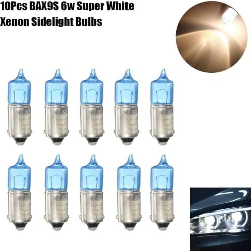 10Pcs/Set BAX9S Car Auto Xenon Sidelight Bulbs 6W H6W Super White 5000K DC12V Turn Signal Lamp Clearance Sidelight Source Bulbs