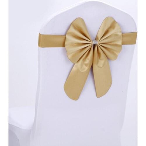 Reusable Chair Cover Sash Bow Tie Shape Elasticity Chairs Sashes Wrinkle Free Durable Wedding Supplies LX4308
