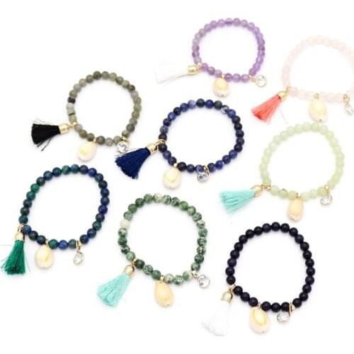 Fashion Beaded Small Tassel Shell Charm Bracelet for Women