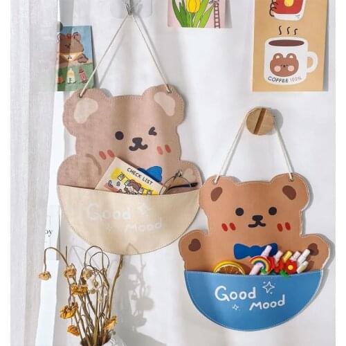 Cartoon storage bag wall-mounted dormitory bedroom student hanging pocket girl bedroom door wall storage bag cute