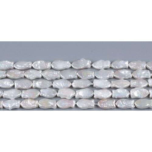 Natural White Fish Shape Cultured Freshwater Pearl Beads Strand For DIY Necklace Bracelets Jewelry Making