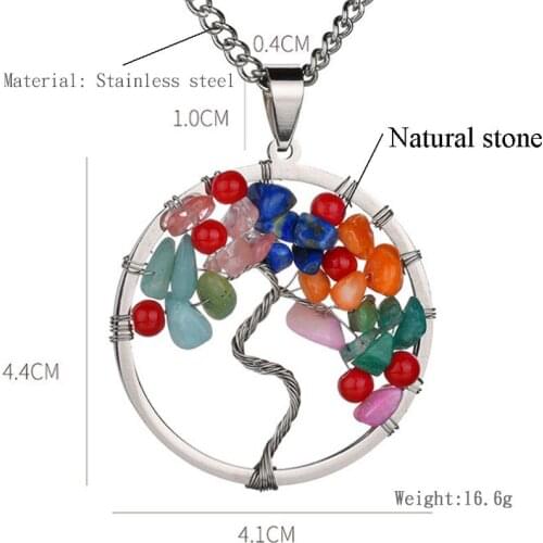 New Exquisite Natural Stone Handmade Fashion Tree Of Life Pendant Clavicle Chain Cute Owl Lady Necklace Jewelry