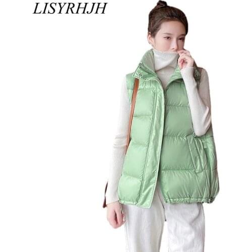 LISYRHJH New Womens Winter Vest Solid Stand Collar Pockets Ladies Casual Sleeveless Vest Jackets Waistcoat Female