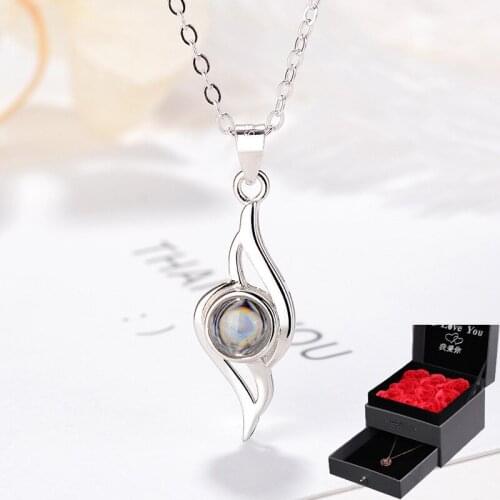 Amxiu S925 Silver Necklace 100 languages I love you Projection Necklace For Women Jewelry Personalized Choker Necklace Bijoux