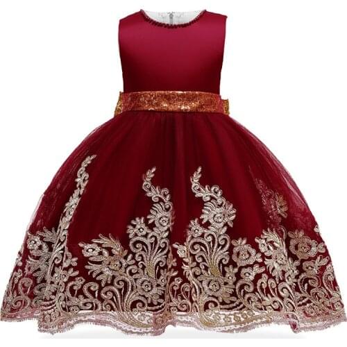 2021 Childrens clothing Elegant Girls Princess Flower Girls Wedding Ball Gowns Christmas Dresses For Girls Ceremony Dresses 10Y