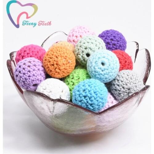 Teeny Teeth 10PCS Dia 20 MM Baby Teething Accessories Crochet Beads Organic Bracelet DIY Nursing Jewelry Teether Crochet Beads