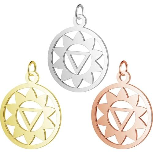 Sun Triangle Pendant Fully Polished Laser Cut Stainless Steel Jewelry Yoga Chakra Pendant DIY Fashion Jewelry Fitting