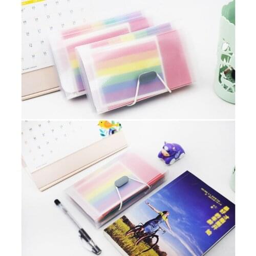 Rainbow Color A6 Document Bag Cute Mini Bill Receipt File 13 Grids Pouch Folder M17F