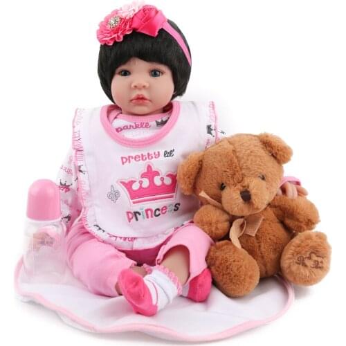 Very realistic 55CM 3/4 silicone reborn baby doll short hair girl bebes reborn hand paint skin Non-toxic cotton body Bedtime toy