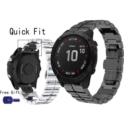 Watchband For Garmin Fenix6 6X 5 5X Fenix 3HR Stainless Steel 26 22mm Fenix 6 Fenix 5 Watch Quick Release Easy fit Wrist Strap