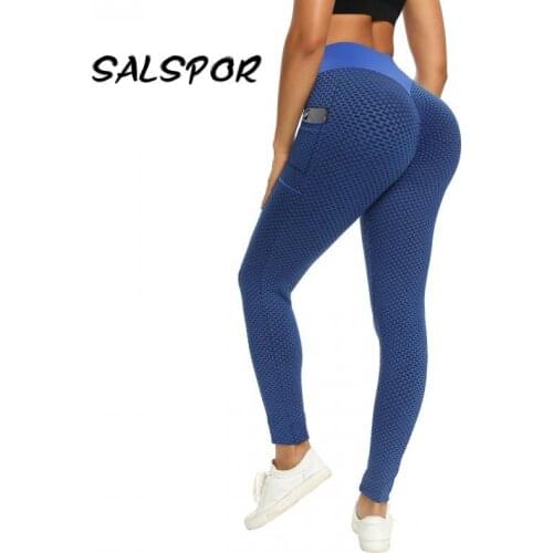 SALSPOR Fitness Women Leggings with Pockets Sport Activewear Push Up Workout Legging Anti Cellulite Sexy Spandex Black Pants
