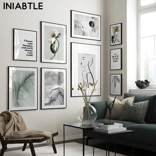Nordic Flower Plant Poster Abstract Sculpture Line Character Wall Art Canvas Painting Photography Modern Picture Room Home Decor